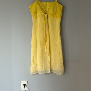 BCBGMaxAzria Vintage Yellow Strapless Chiffon Knee-Length Dress